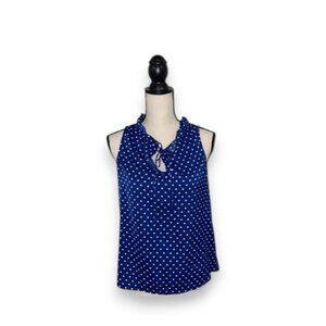 J. Crew Blue and White Tie Front Ruffled Blouse